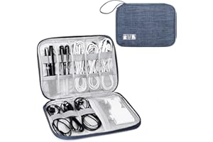 WOODLAND LEATHERS Woodland Cable Bag and Cable Organiser Bag is a Travel Essentials Electronics Travel Organizer for Chargers, Cables, USB Drive, SD Card, Power Bank and Hard Disk with Handle (Navy)