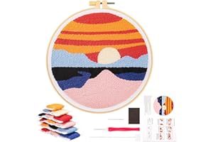 JSRQT Kit Aguja Perforadora, Kit de Bordado con Aguja Perforada para Adultos Principiantes, Kit de Arranque Punch Needle Kit, Regalo Creativo Bordado Artesanal con Bolígrafo Perforador