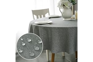 ‎WELTRXE WELTRXE Tischdecke, Minimalart Tischtuch aus Polyester mit Lotuseffekt, 150cm Durchmesser Wasserabweisend Abwaschbar Tisch Decke, Rund Dunkel Tischwäsche für Esstisch Zuhause Hochzeit Festival