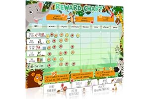 LUIGI'S Tabla de recompensas para niños | Calendario de recompensas/estrellas magnético de animales de safari | Pizarra infantil que fomenta el buen comportamiento, personalizable. De Luigi’s