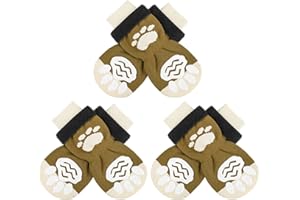 SCIROKKO 3 Pairs Double Anti-Slip Dog Socks Paws Stop Licking - Adjustable Pet Non-Skid Paw Protector with Grips for Puppy Doggy Indoor Traction Control Wear Hardwood Floors