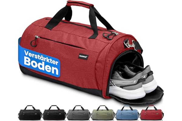 Heldenwerk® Sac de sport avec compartiment pour chaussures et compartiment pour vêtements mouillés | Sac d'entraînement pour homme et femme | Idéal comme sac de voyage, sac de fitness, sac