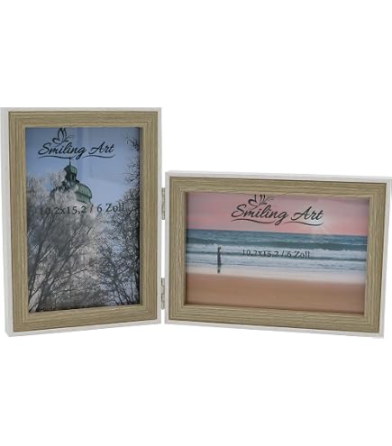 Cadre Photo Double EDZARD Argenté - Pour 2 Photos 10x15 Cm, Anti-ternissement, Dos Velours, Pose Verticale - Cadeau Élégant