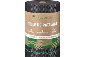 GardenGloss 50m² Toile de Paillage Anti Mauvaises Herbes 100 g/m² - Film Géotextile Anti Mauvaises Herbes Indéchirable - Haute Sensibilité aux UV (50m x 1m, 1 Rouleau)