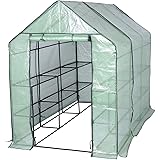 WOLTU Foliengewächshaus Tomatengewächshaus Treibhaus Anzuchthaus Gartenhaus Frühbeet Tomatenhaus Gemüse Gewächshaus Grün 143x