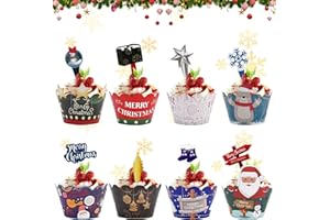FALAFOTY Natale Cupcake Topper Wrapper Fodere cupcake muffin Vine Lace Cupcakes Liners Baking Cake Topper Natalizi Natale decorazione dessert per Matrimoni Anniversario Compleanno Festa Decorazione (8 styles)