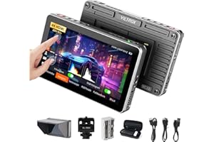 VILTROX DC-X2 2000 Nit Kamera Field Monitor, Touchscreen 6 Zoll 4K HDMI DSLR Kamera Monitor mit Sonnenschutzhaube 2200 mAh Akku, 3D Lut Full HD 1980 x 1080 IPS Focus Peaking Video Monitor für Camera