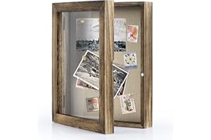 Love-KANKEI 8x10 Shadow Box Frame with Linen Back Picture Memory Box Display Medals for Tabletop or Wall Mount Carbonized Black