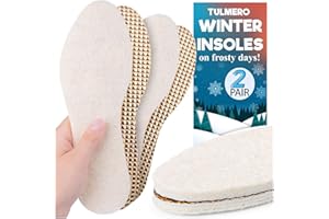 TULMERO Wkładki do butów 2 pary zimowe filc z wełny owczej ciepłe wkładki na zime termoizolacyjne rozmiar 47