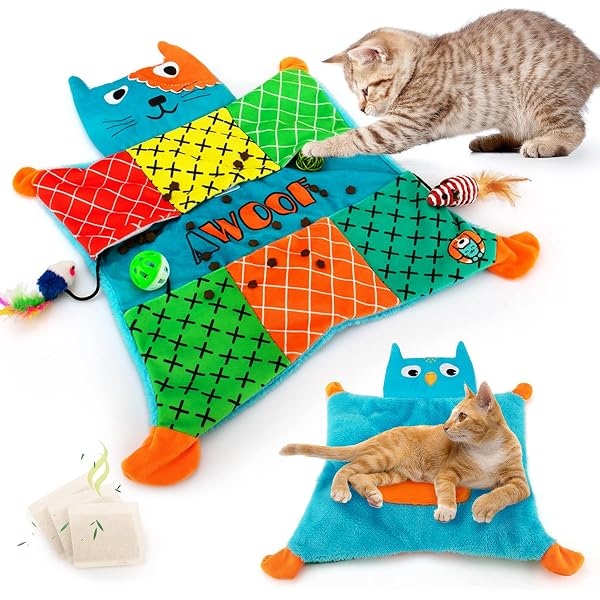Cutie Patootie Puppy Play Gym - Interactive Sensory Mat For Dogs & Cats With Squeaky Toys, Indoor Activity Center