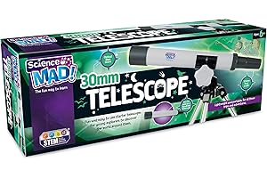 Science Mad Télescope de 30 mm pour Enfants – Télescope de démarrage Amusant et Facile pour Aider à Apprendre et à découvrir Le Monde – Caractéristiques : Portable, léger, Option de Lunette de Poche,