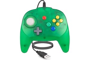 miadore USB Controller für N64-Spiele, kabelgebundene USB N64-Gamepads für Windows PC/Mac/Raspberry Pi [Passend für Switch] (klar grün)