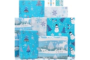 BWLOIES Papier Cadeau Noel Garçon Enfant Homme Papier Noel Bleu Blanc Papier d'emballage de Noël Papier d'emballage Cadeau de noël Papiers Cadeaux Noel Luxe Papier Emballage noel Papier Cadeaux de Noël