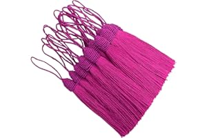 HETUYON Silky Bookmark Tassels DIY Craft: 20pcs Small Handmade Pendant for Projects Supply, Sewing, Key, Garlands Trim, Keychains, Bags, Earrings Jewellery Making and Home Furniture Decor (Dark Rose)