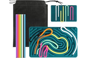 Strehknewen – Tablero Sensorial Activity Board de Silicona Doble Cara, Juguetes Sensoriales Autismo y Antiestres Adultos, Juegos Niños 3 Años, Regalos Cumpleaños Niños, con Bolsa de Viaje y 20 Cordone