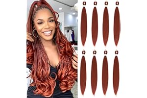 FIRSTCYH HAIR Braiding Hair Pre Stretched - 26 Inch Pre Stretched Braiding Hair 350# Braiding Hair Soft Yaki Texture 8 Packs Crochet Hair Extensions Braids for Black Women (26 Inch(8Packs), 350#)