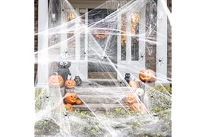 Wonarby Halloween Spinnennetz Deko Set Outdoor – 300g Spinnennetze mit 60 Fake spinne – Grusel Spinnennetz für Halloween Party Dekoration Outdoor und Indoor, Garten, Tür Fenster Kamin Häuser Spukhaus