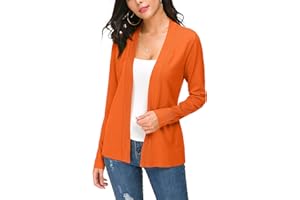 EXCHIC Donna Casuale Lunghe Maniche V Collo Aperto Fronte Maglia Cardigan