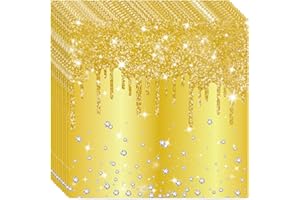 COSORO 20Pcs Gold Napkins Serviettes Shiny Glitter Diamond Napkin,Christmas Party Paper Napkin,Golden Sequin Printed Tissue Dinner Napkins for Kids Adults Birthday,Wedding Xmas Gold Party Table Decorations