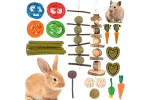 YOZEXIN 21 PCS Natural Timothy Hay Chew Toys Set - Hamster, Chinchilla, Guinea Pig, Gerbil, Rabbit Boredom Breakers - Small Rodent Pet Molar Teeth Treats