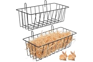 MILISTEN Rabbit Hay Feeder 2Pcs Black Iron Hay Rack for Rabbits Guinea Pigs & Small Animals - Keeps Cage Clean Easy to Clean & Maintain