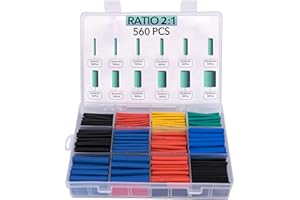 VoltMate 1x Schrumpfschlauch | Set Schrumpfschläuche mit 560stk | 5-farbige Schrumpfschläuche, idealer Isolierschlauch für Kabel mit einem Schrumpfverhältnis von 2:1 | Heat Shrink