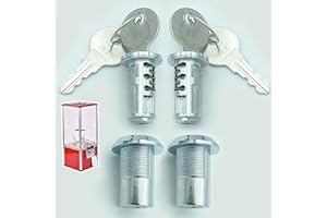 ACKSTAR Lock and Key for Northwestern Machine - Gumball Machines Top Lid Flat Key Lock for NW, SAM 25, Eagle, Oak, A&A, KOMET Vending Machine Lock, Replacement Capsule Machine Lock and Key 1/4" Thread - (2pc)