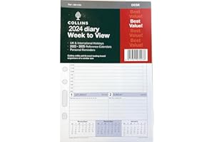 Collins 2024 Dayplanner Organiser Diary Organiser Refill Pad - Desk - Week to View with Appointments - 2024 Weekly Planner Refill