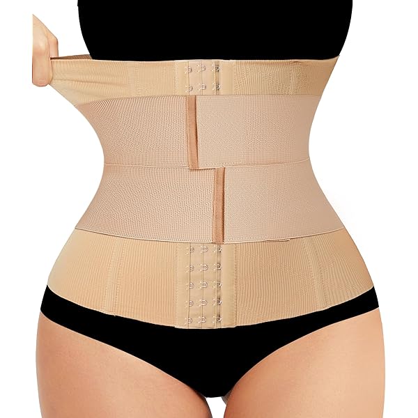 SLEEKEE Ceinture Amincissante Post-Partum - Lot De 2, Sans Coutures, Respirante - Couleur Peau Et Noir