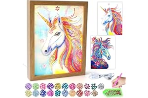 PEAROFT Regalo Bambina 7 9 10 12 Anni Femmina, Diamond Painting Bambina Unicorno Luce Notturna Regalo Bimba 4 6 8 11 Anni Idea Regali Compleanno Giochi Bimba Kit Lavoretti Creativi Bambini Giocattoli Mosaico