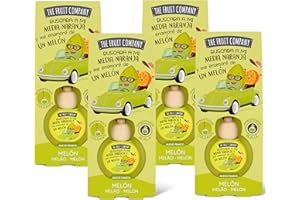 The Fruit Company - Ambientador de coche con Absorbe olores, aroma frutal MELÓN, Pack de 4 unidades