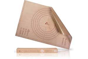 Amazy alfombrilla para hornear 60 x 40 cm – Base para hornear masa, pasteles, pan, pizza - Hecha de silicona, antideslizante, y resistente al calor hasta 250 °C