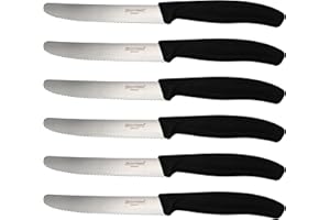 Messermann Germany Tafelmesser 6 Stück mit Wellenschliff - Frühstücksmesser Set Küchenmesser in Edelstahl für Messerset Besteck Messer ideal als Steakmesser und Kochmesser Vespermesser (Schwarz)