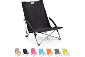 meteor Sedia da Campeggio Pieghevole per Spiaggia Giardino Picnic Mare Trekking Pesca Festival - Sdraio Leggera e Portatile - Portata Fino a 100 kg (55 x 66 x 51 cm, Nero)