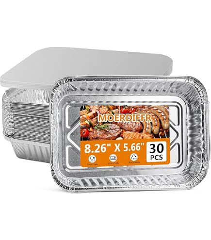 LDHHYH Lot De 50 Barquettes Aluminium 1800 Ml - 22x22x4 Cm - Pour Barbecue, Four, Congélation