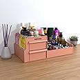 ALOXE Cosmetic Organizer Box | Makeup Storage for Women | Cosmetic Organizer Shelf with Drawers | Stylish Case for Beauty Products Pink