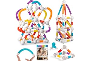 ROUSKY Giocattolo magnetico da costruzione, 66 pezzi, 24 sfere e 42 aste flessibili, giocattolo educativo STEM per bambini dai 3 anni, 23,8 x 16,5 x 16 cm (66 pezzi)