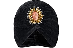 BABEYOND Sombrero Turbante para Mujer con Broche de Cristal extraíble de los años 20, Estilo Retro, con Plumas, Turbante, borgoña, Talla única