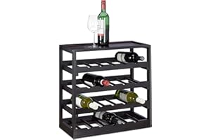 Relaxdays Weinregal aus Holz H x B x T: ca. 52 x 52 x 25 cm robustes Flaschenregal für Wein Weinflaschenregal in edlem schwarz Weinflaschenhalter mit 4 Ebenen für 20 Flaschen Flaschenhalter, schwarz