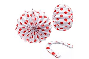 EUROFIESTAS Farolillo de feria típico andaluz sevillano color blanco con lunares rojos pack de 12 unidades