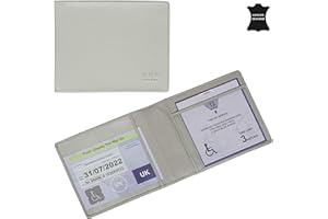 RHB Genuine Leather Disabled Blue Badge Holder with Timer Wallet – Secured Disability Parking Permit Cover with Hologram Protection (Timer not Included) (Ice Grey Pebble Grain)