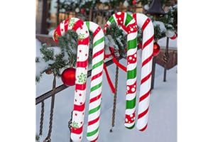 SHOWHEEL 4 PCS 88cm Bastones de Caramelo inflables,Bastón deCaramelo Inflable de Navidad para Decoraciones navideñas,Bastones de Caramelo Gigantes,para decoración navideña,decoración Navidad Exterior