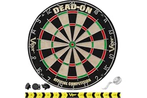 VIPER BY GLD PRODUCTS Viper Dead-On Tournament Bristle Steel Tip Dartboard Set with Staple-Free Bullseye, Metal Triangular Spider Wire for Reduced Bounce Outs and Increased Scoring; High-Grade Self-Healing Sisal Board