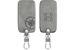‎KWMOBILE kwmobile Autoschlüssel Hülle kompatibel mit Renault 4-Tasten Smartkey Autoschlüssel (nur Keyless Go) - Kunstleder Schutzhülle Schlüsselhülle Cover Kompass Vintage Grau