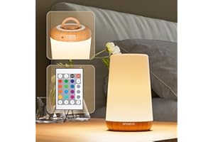 UPXNBOR LED Nachttischlampe mit Fernbedienung, Dimmbar mit 13 RGB Farben & 4 Modi, Tischlampe Kabellos mit Timer & Haken, USB Aufladbar, Tragbares Nachtlicht für Schlafzimmer, Kinderzimmer, Wohnzimmer