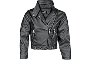 A2Z 4 Kids PU Leather Jacket Thick Collar Biker Zipper Belted Baby Pink Coat Waterproof Jacket Casual Fashion Wind Proof Top for Children & Girls Age 5-6, 7-8, 9-10, 11-12 & 13 Years