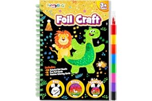 FUNNYB&G Foil Art per bambini Arte e attività artigianale: giocattoli da viaggio creativi per attività fai da te, kit fai da te per bambini | regalo ragazza 4 5 6 7 8 9 anni (dinosauri)