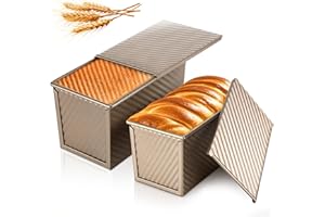 Luziyun Lot de 2 moule à pain antiadhésif en acier carbone avec couvercle pour la cuisson, idéal pour toasts, sandwichs et gâteaux faits maison