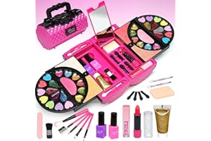 Amerrly Set Trucco per Bambini - 59 Pezzi Set Trucco Bambini Lavabile Sicuro, Giocattoli per Ragazze dai 4 ai 12 Anni, Regali di Natale per Feste di Compleanno