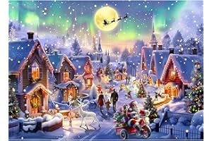 MOJIGE Puzzles 1000 Pieces for Adults jigsaw puzzles for adults 1000 Piece Puzzle Challenging Game for The Whole for Women, Gifts for Men, Theme:Christmas Aurora Town